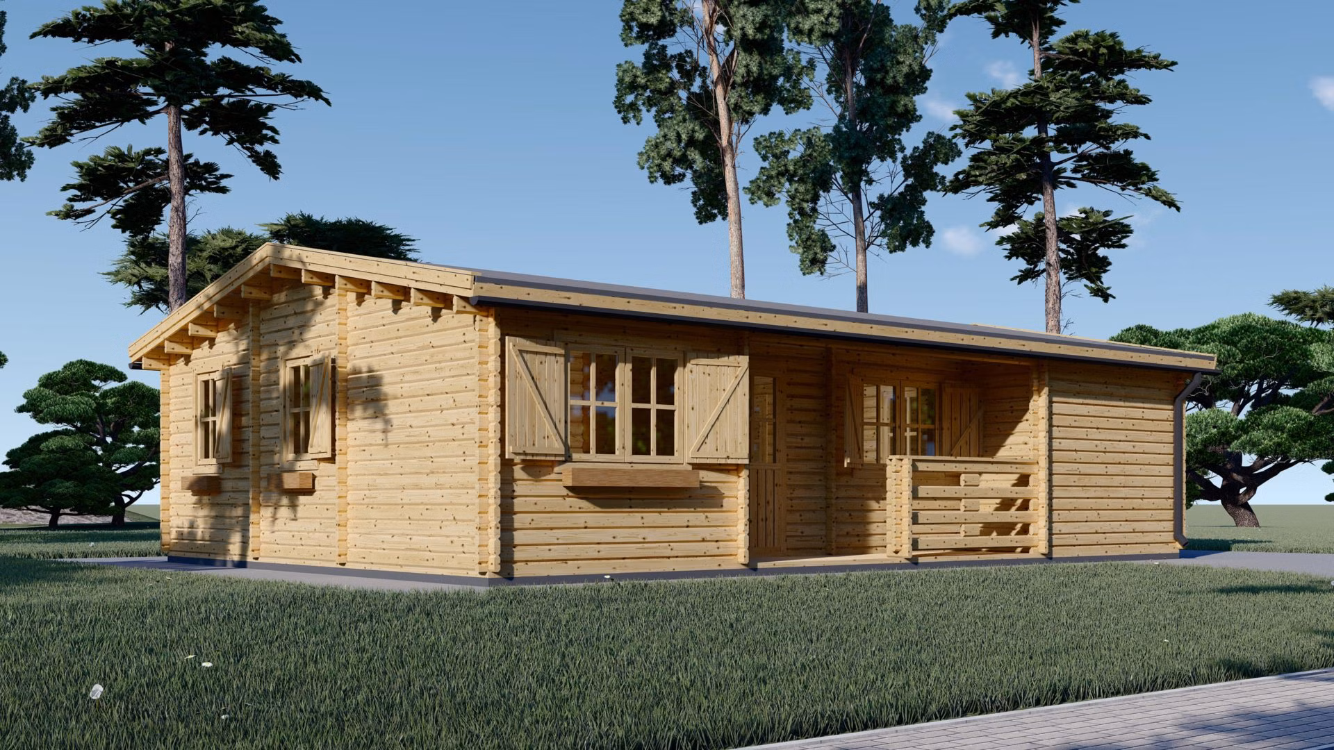 Dřevěná chata UZES S 10m x 7m 70m² (44 mm)