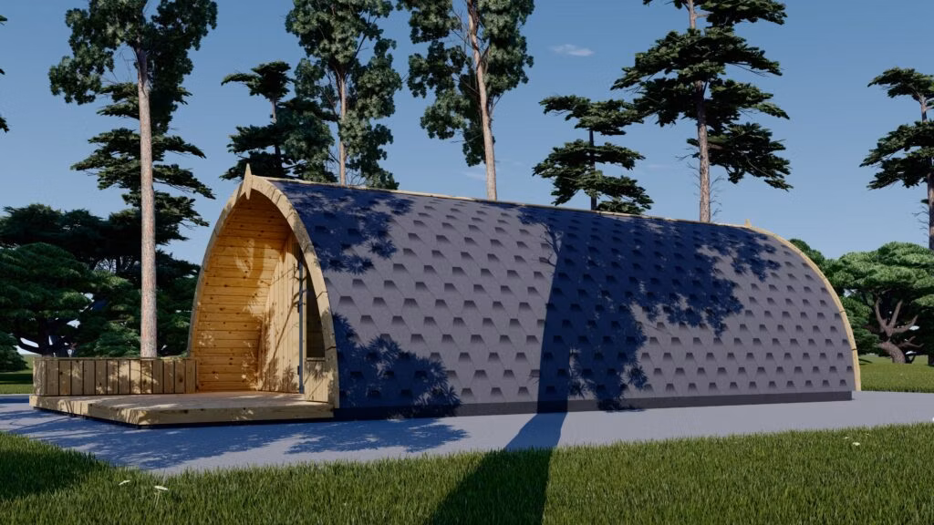 Drevený kempingový domček Breta NEW (44 mm), 4x8 m