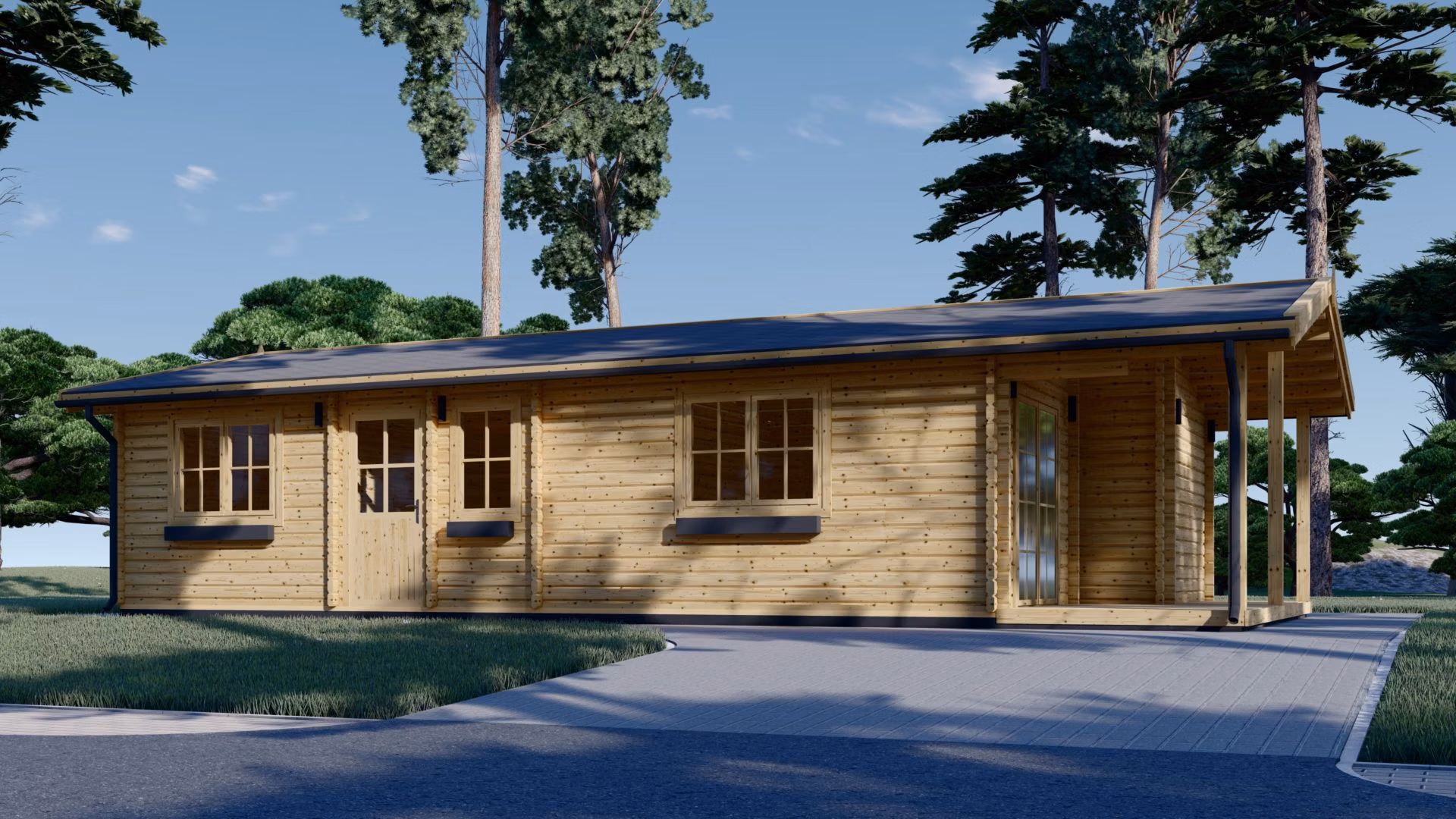 Dřevěná chatka LINCOLN (66 mm) 6m x 12m, 72 m²