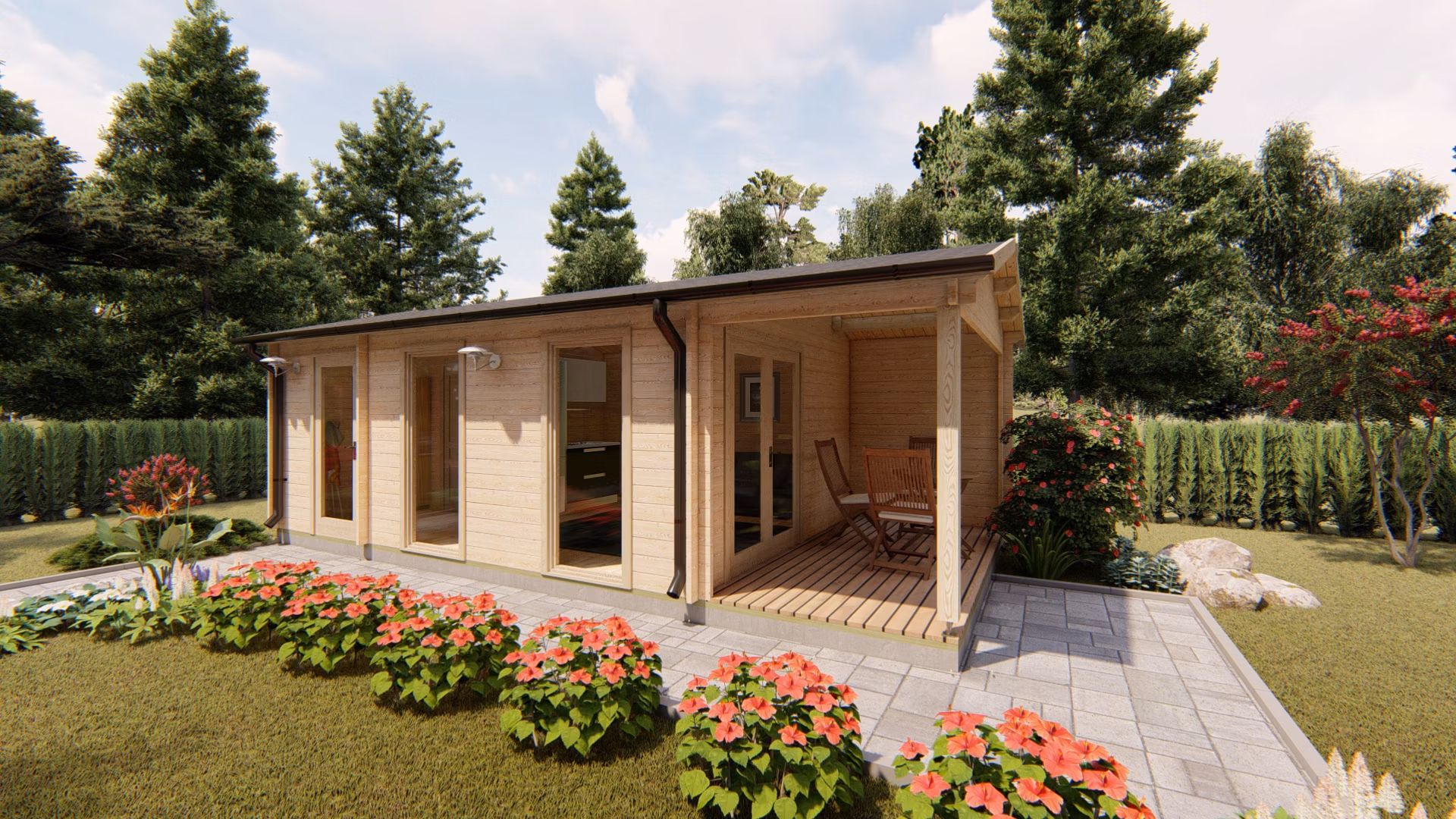 Dřevěný zahradní domek Emily 4m x 7,8m (44 mm)