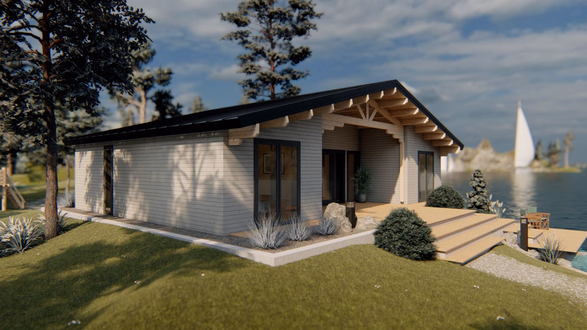 Dřevěná chatka Takoma 12x8m (68mm)