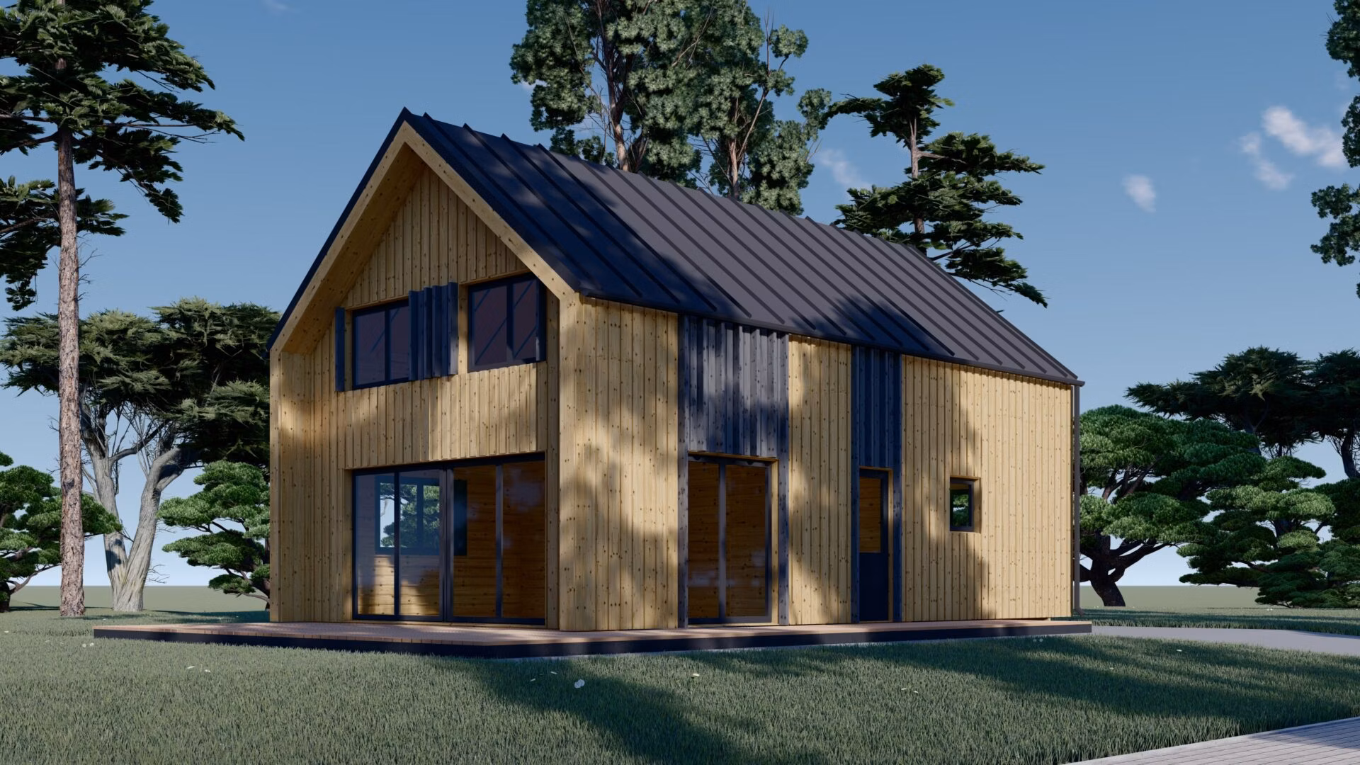 Dřevěný dům ASTRO (44 mm + obklad), 120 m²