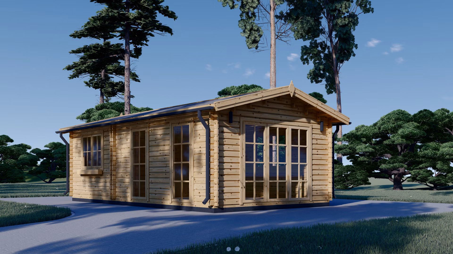 Dřevěná chata MAX 4,2 x 7,5 m, 32 m² (44 mm)