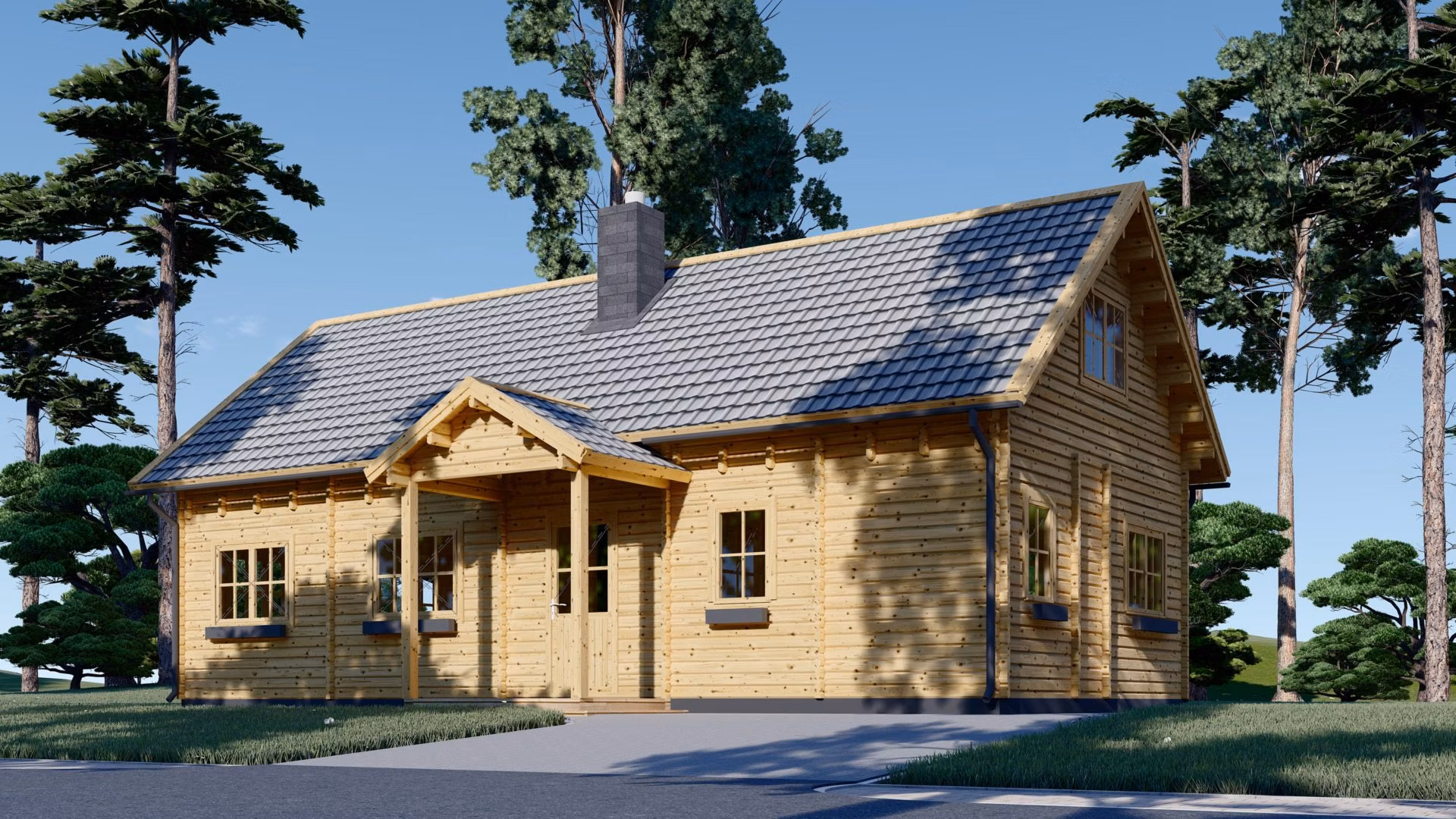 Dřevěná chata VERA 132 m2 + 13,5 m2 terasa (66 mm)