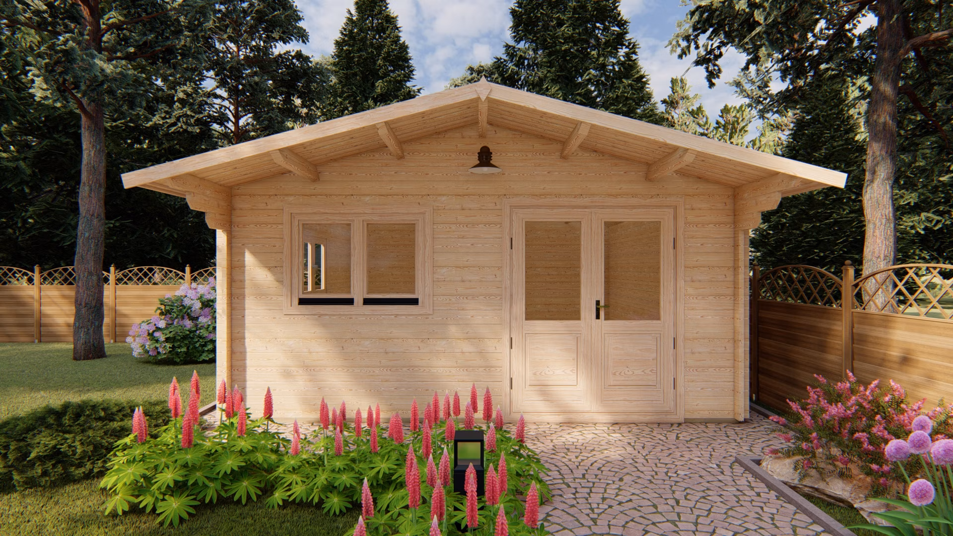 Dřevěný zahradní domek Linus 5m x 5m +WC (44 mm)