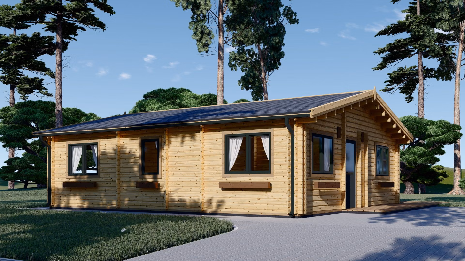 Obytná drevená chata ALICE 9m x 8m 72 m²