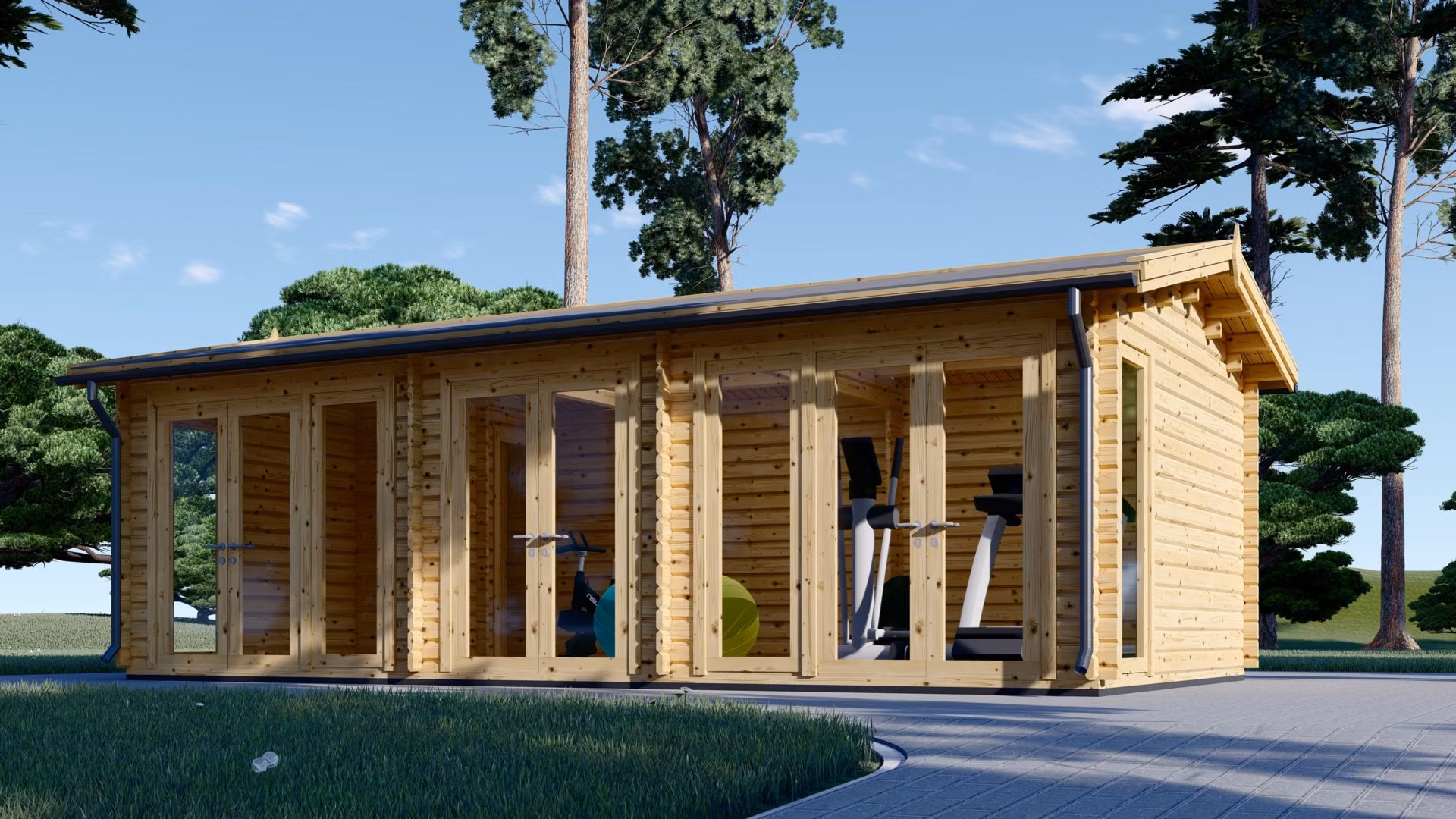 Dřevěný zahradní domek MARION (44 mm) 7,5x4 m, 30 m²