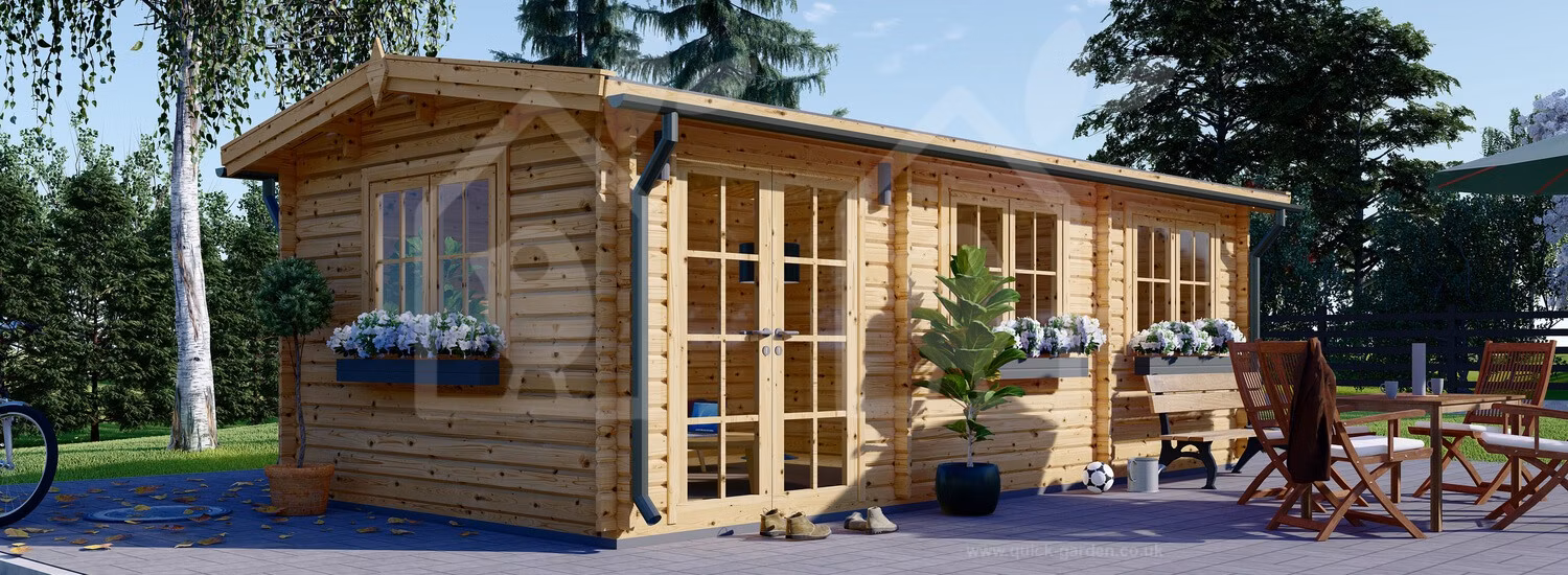 Drevený záhradný domček NORA 7m x 3,5 m , 24 m² (44 mm)
