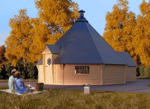 Grilovacia chata 5,5m x 8m 25m² + prístavba (44mm)