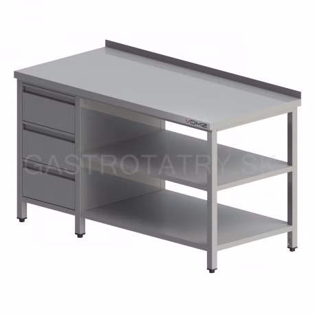 pracovny stol 3 zasuvkovy bocny s 2 policami