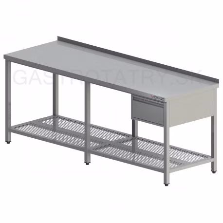 pracovny stol s perforovanou policou a so zasuvkou dlhy