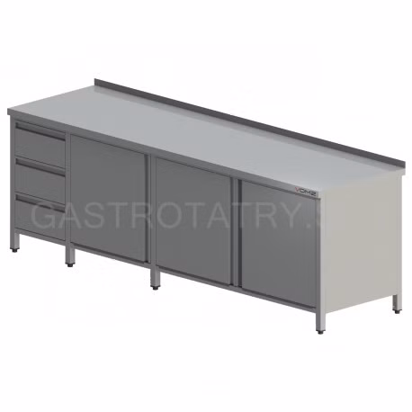 pracovny stol 3 zasuvkovy otvarave dvere bocny dlhy