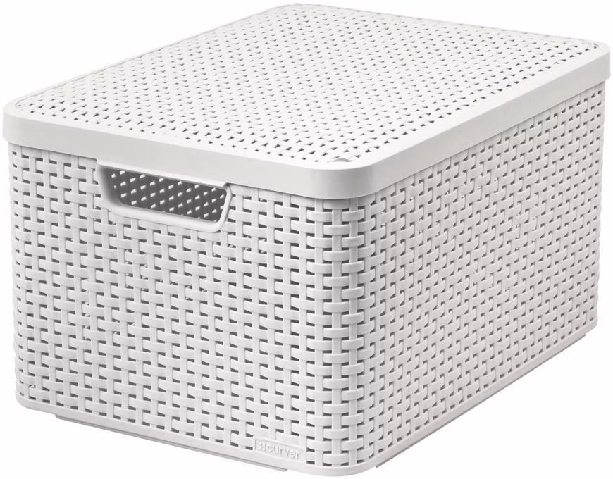 Košík s vekom Curver® STYLE2 LID L, krémový, 45x25x33 cm