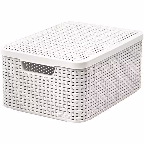 Košík s vekom Curver® STYLE2 LID M, krémový, 42x29x19 cm