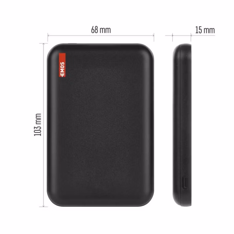 Power bank EMOS WI 521, 5 000 mAh, 20 W+Wireless, čierny