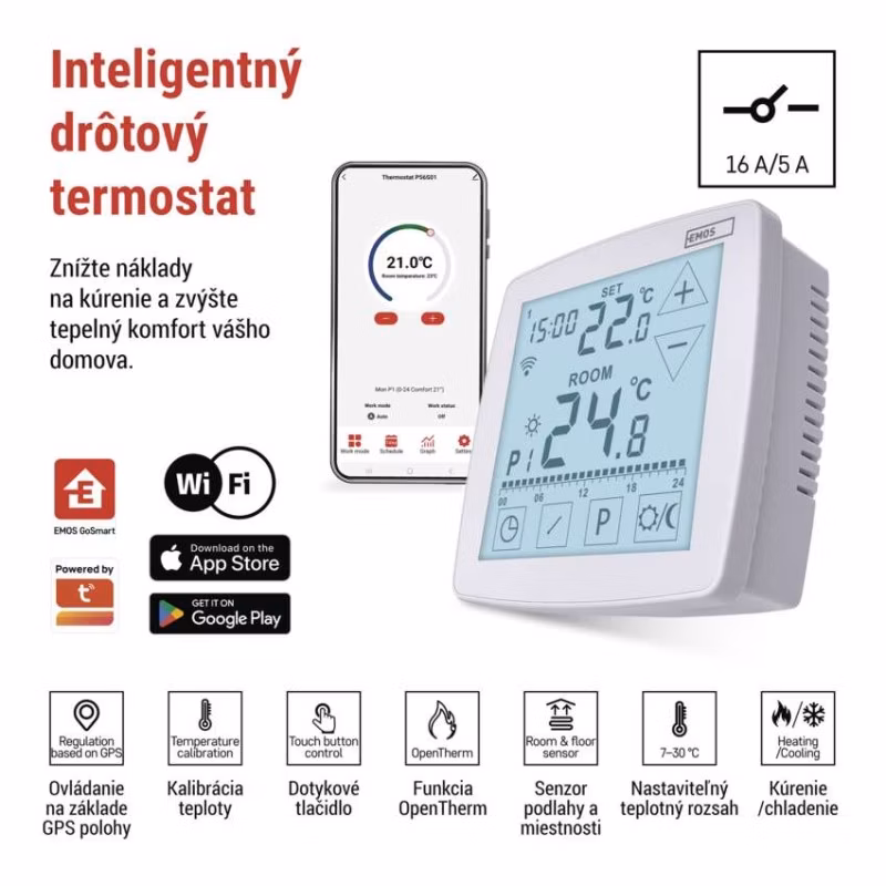 Izbový programovateľný drôtový WiFi GoSmart termostat P56S01