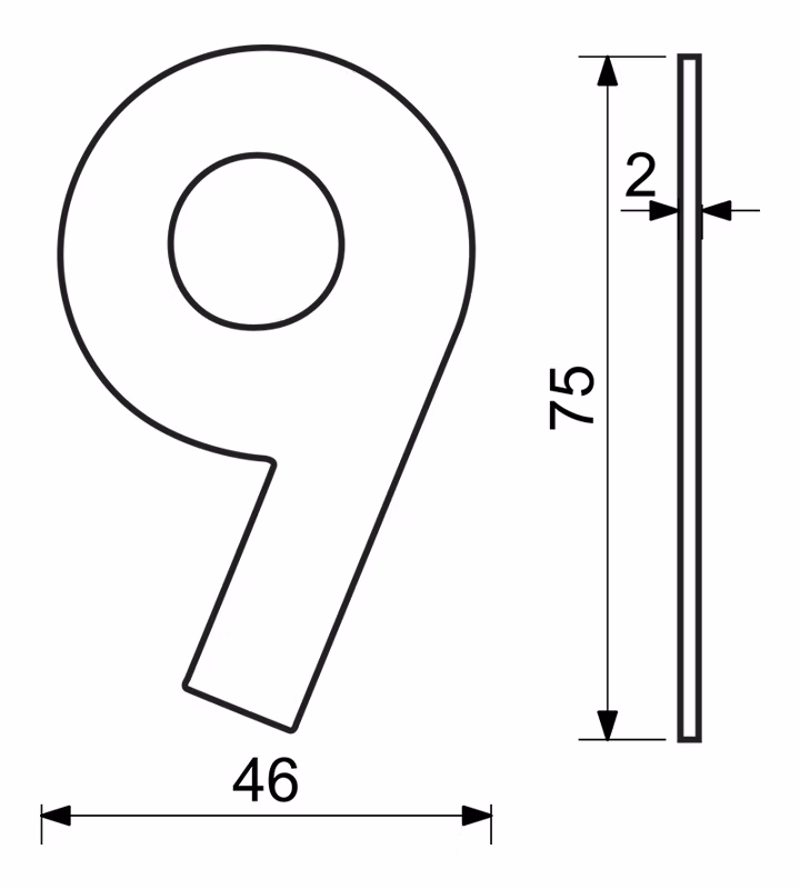 Nerezové číslo v plochém „2D“ provedení RICHTER RN.75L.9.N