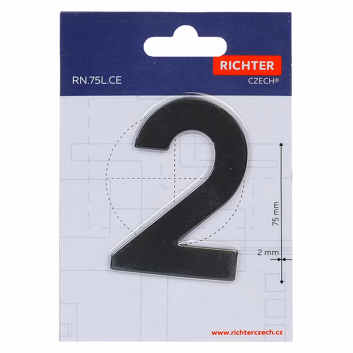 Nerezové číslo v plochém „2D“ provedení RICHTER RN.75L.2.CE