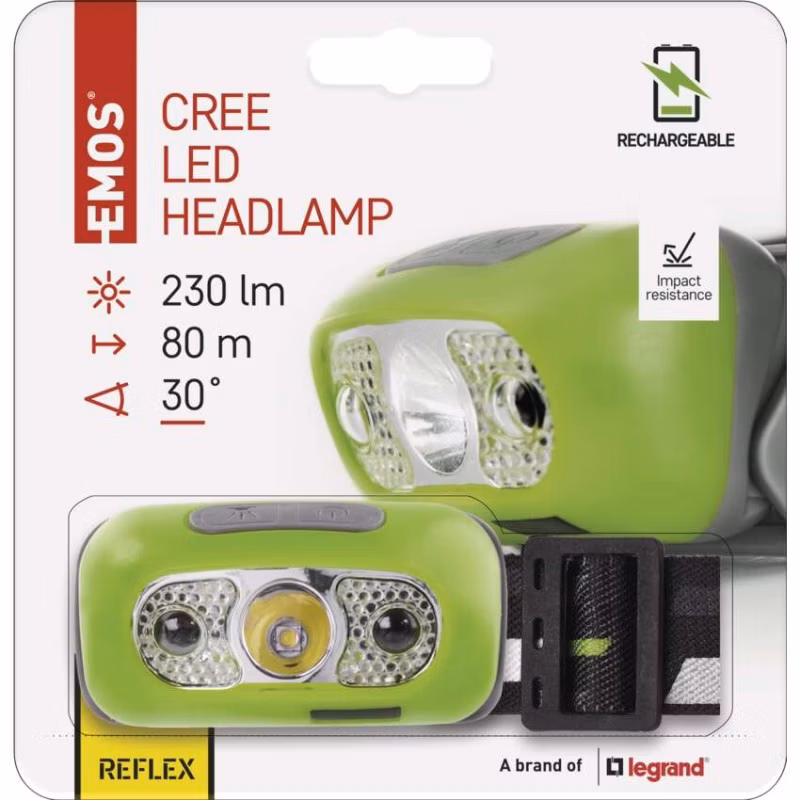 CREE LED nabíjacia čelovka P3534, 230 lm, Li-Pol 1200 mAh