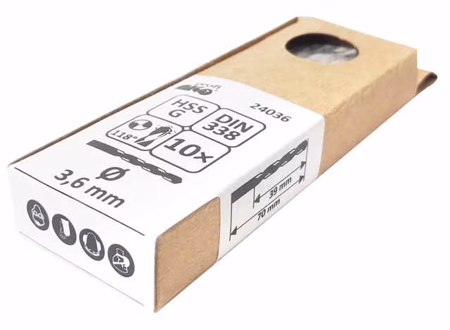 MAGG Profi - Vrtáky priemer 3,6mm, vybrusované HSS-G
