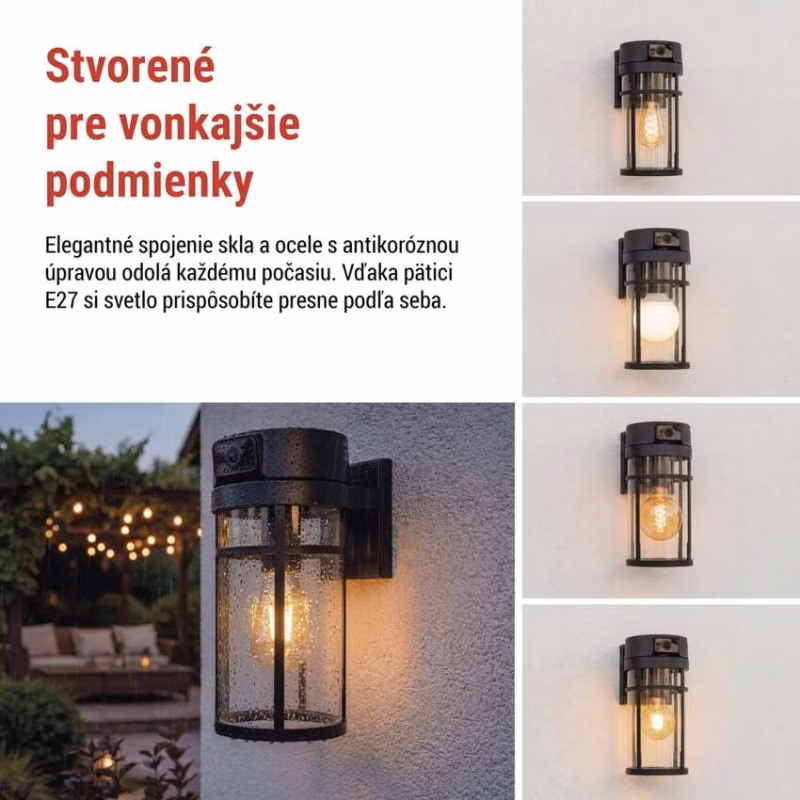 GoSmart Vonkajšia otočná kamera IP-1300 LANTERN s WiFi a svetlom, čierna