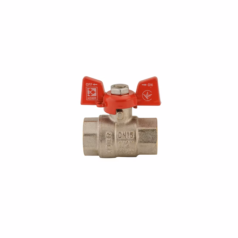 Guľový ventil s motýľovou rukoväťou červený, KR.217 1/2" FF | KR.217 1/2"FF