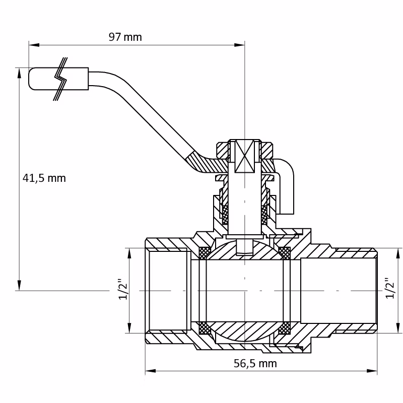 Guľový ventil pákový červený, KR.215 1/2" FM | KR.215 1/2"FM