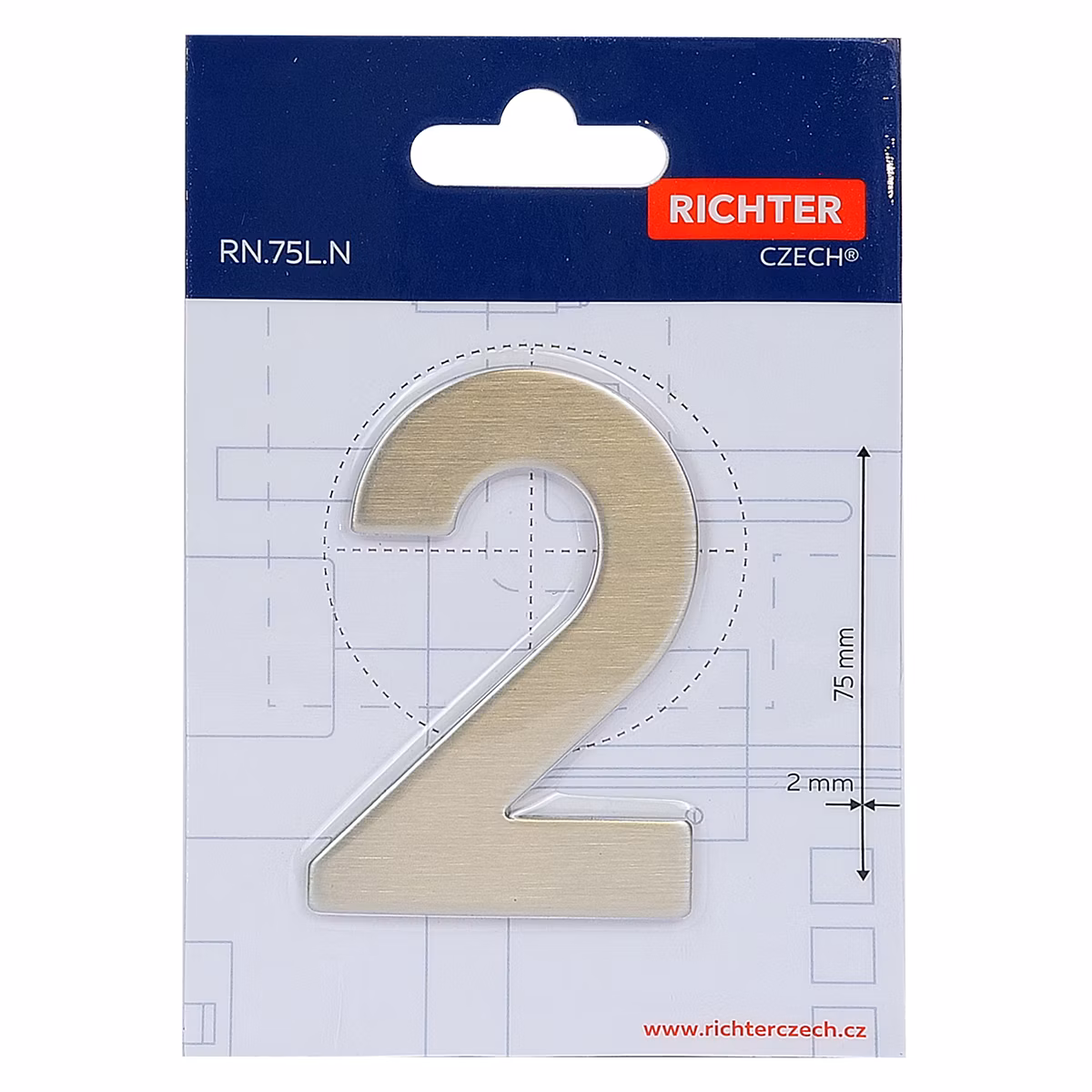 Nerezové číslo v plochém „2D“ provedení RICHTER RN.75L.2.N