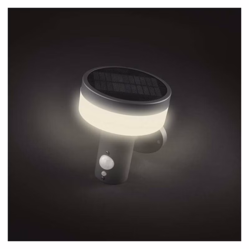 LED záhradné solárne nástenné svietidlo TERION, senzor súmraku, 12,5 x 14,7 x 14,2 cm