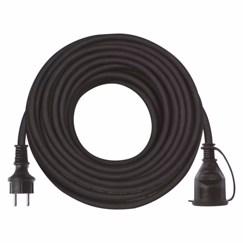Vonkajší predlžovací kábel 25 m / 1 zásuvka / čierny / guma-neoprén / 230 V / 2,5 mm2
