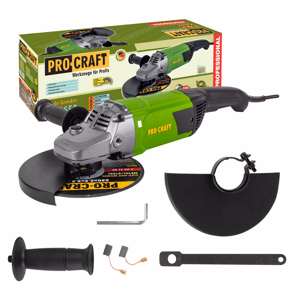 Uhlová brúska PROCRAFT PW2600, 230 mm | PW2600