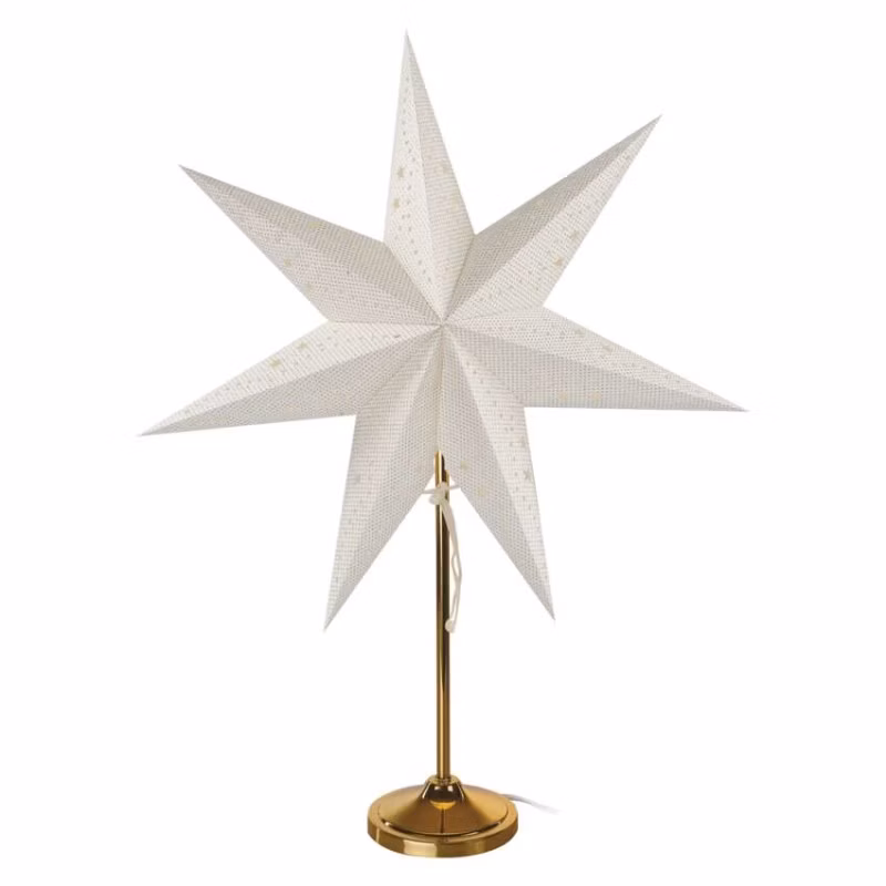 LED hviezda papierová so zlatým stojančekom, 45 cm, vnútorná