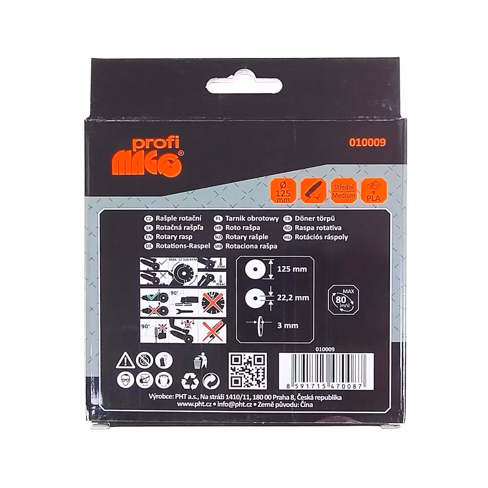 Magg Profi - Rotačná rašpľa 125x22,2mm - 3 mm stredne hrubá