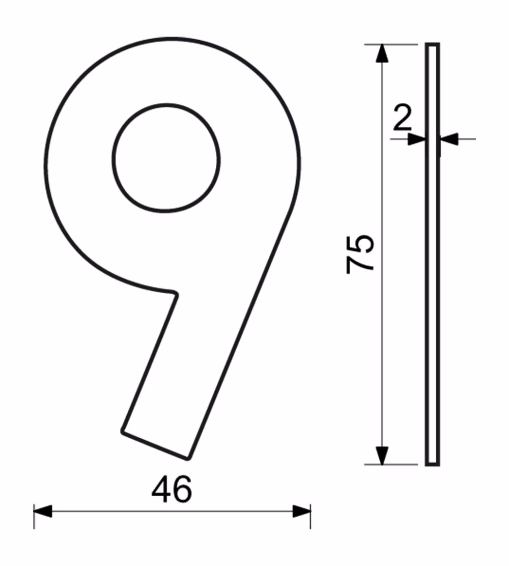 Nerezové číslo v plochém „2D“ provedení RICHTER RN.75L.9.CE