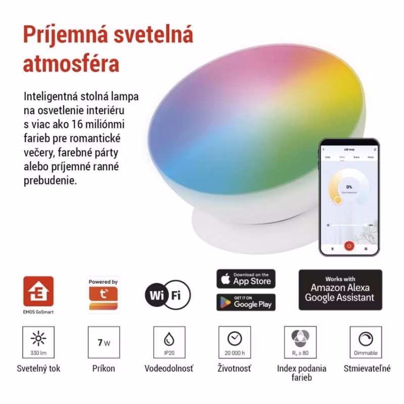 GoSmart LED ambientná lampa, biela, teplá biela–studená biela/ RGB, WiFi