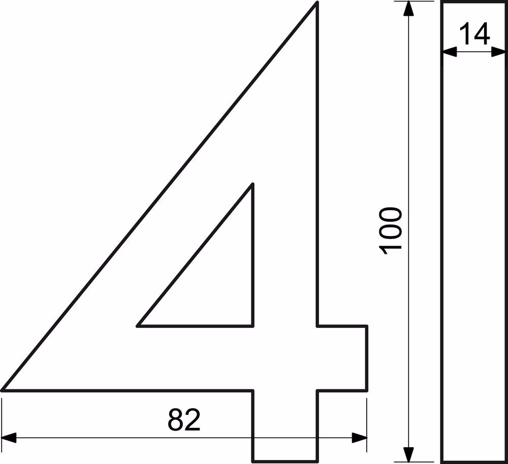 Hliníkové číslo v „3D“ provedení s broušeným povrchem. RICHTER RN.100LV.4.AL.3D
