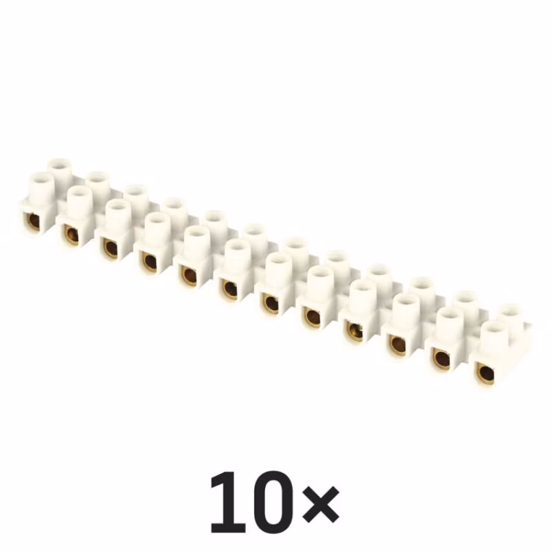 Skrutková svorkovnica 12× 4–6mm2, 450 V, biela, 10 ks