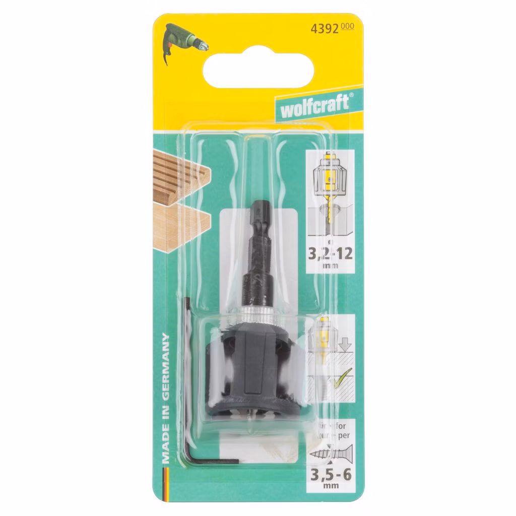 WOLFCRAFT - Predvŕtavač so záhlbníkom a hĺbkovou zarážkou 3,5 – 6mm