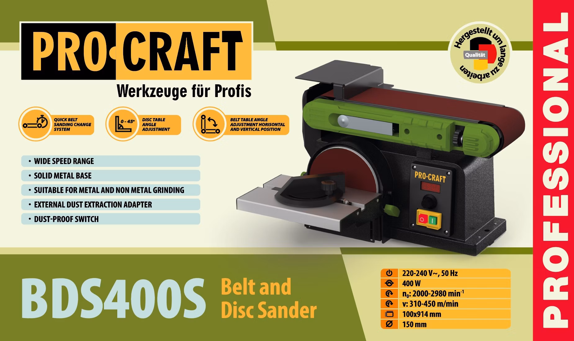 Procraft BDS400S Kombinovaná pásová a kotúčová brúska | BDS400S