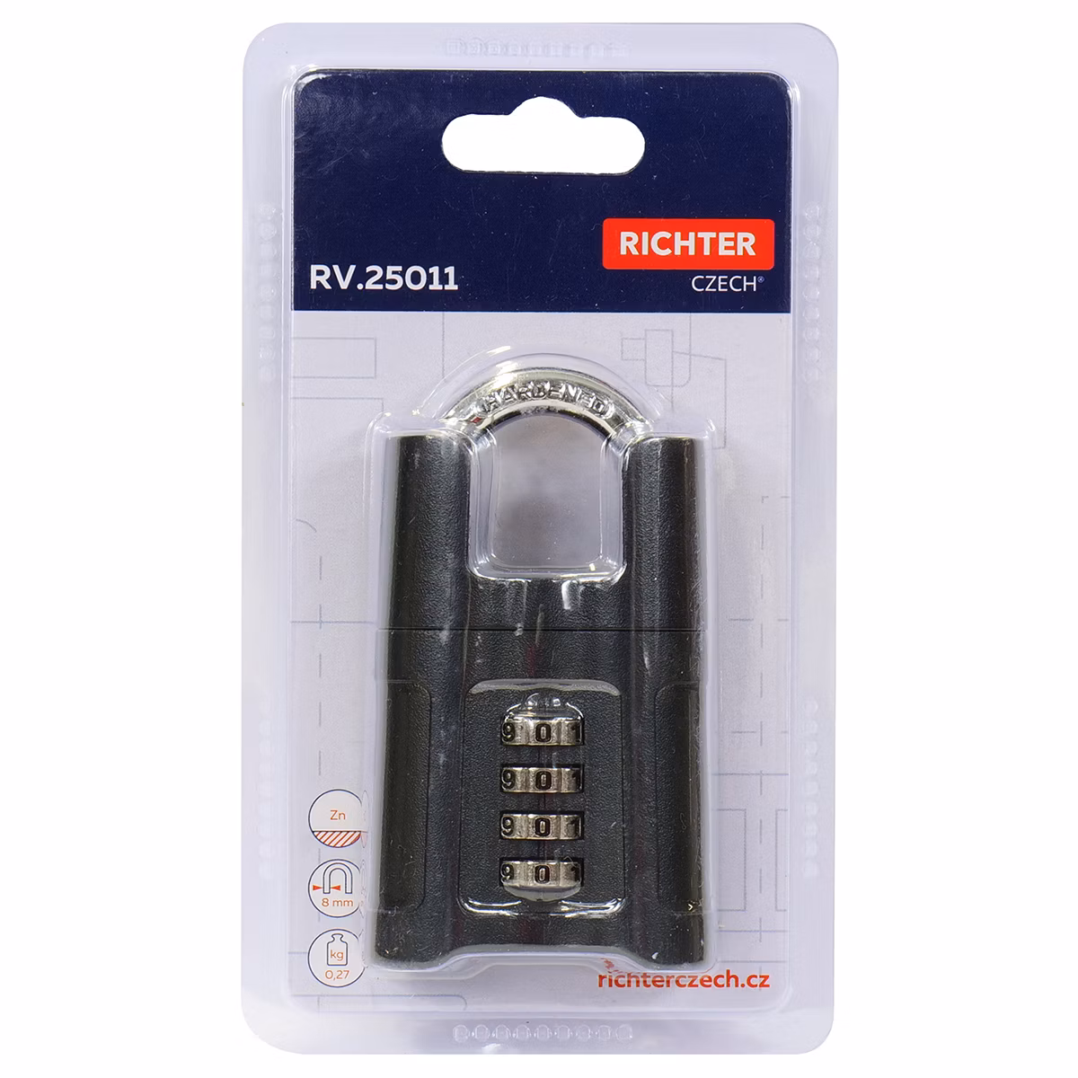 Kódový visací zámek s krytem třmenu RICHTER RV.25011