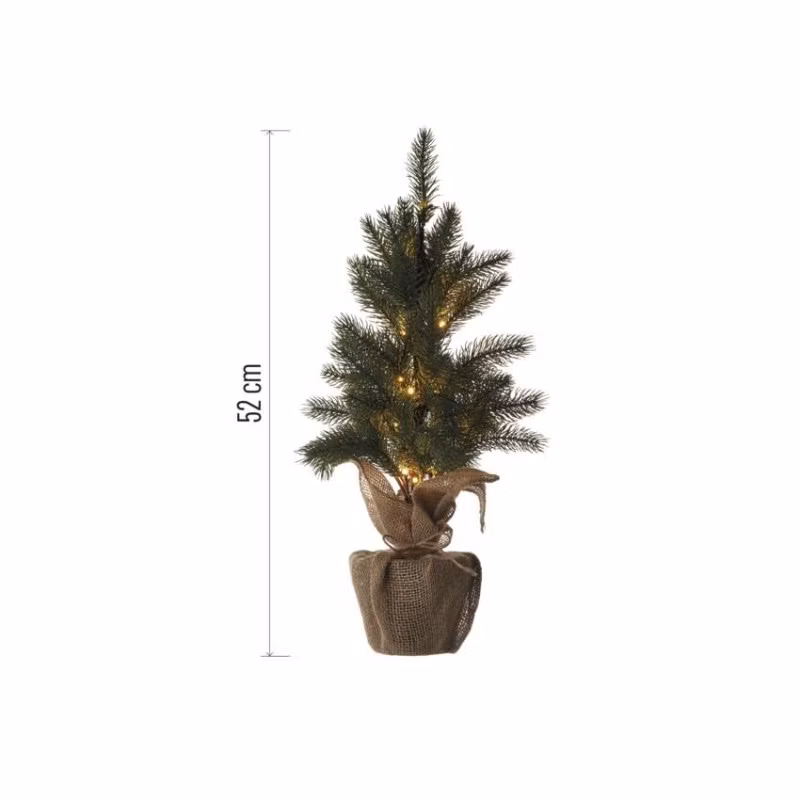 LED vianočný stromček, 52 cm, 3x AA, vnútorný, teplá biela, časovač