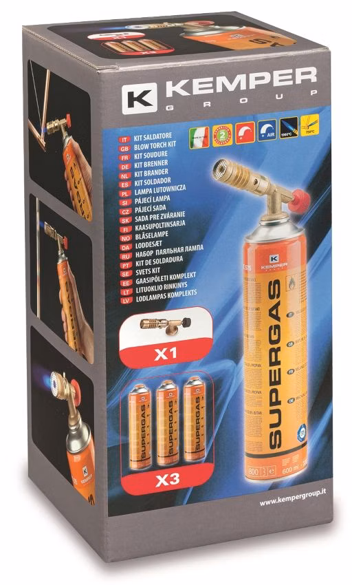 KEMPER - Horák spájkovací + 3x SUPERGAS plynová kartuša 600 ml (330 g)