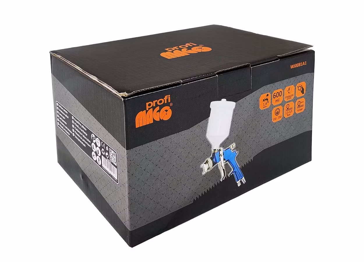 MAGG Profi - Striekacia pištoľ Profi (HVLP), tryska 1,4mm, horná plastová nádobka 600ml