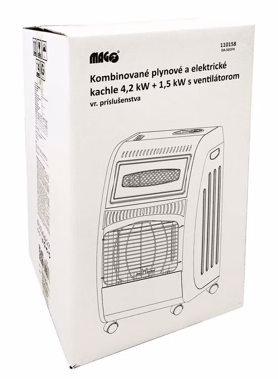 Plynové a elektrické kachle skladacie MAGG 4,2 kW + 1,5 kW s ventilátorom