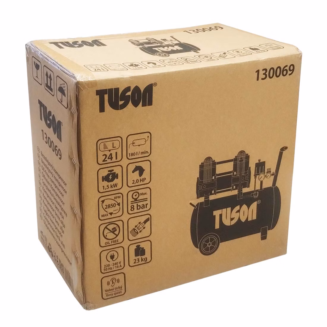 TUSON - Tichý bezolejový kompresor 1,5 kW, 2,0 HP, 24l