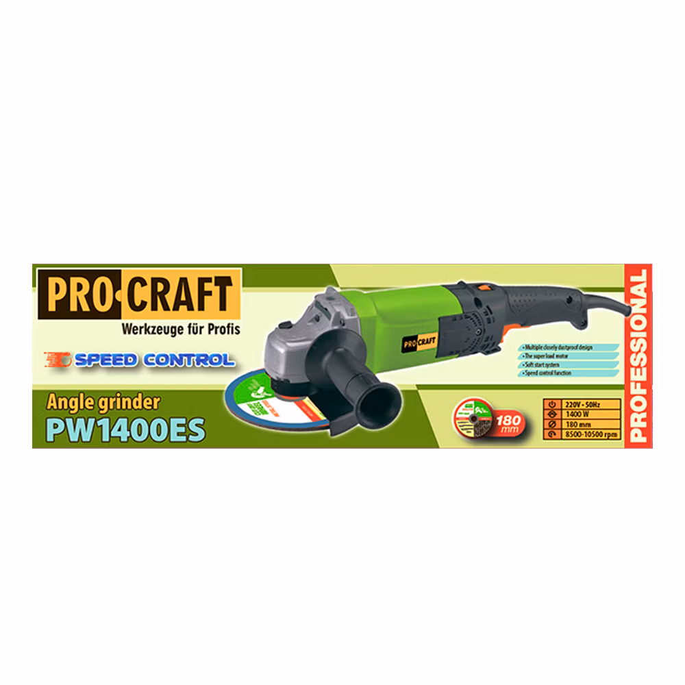 Uhlová brúska Procraft PW1400ES, 180 mm | PW1400ES