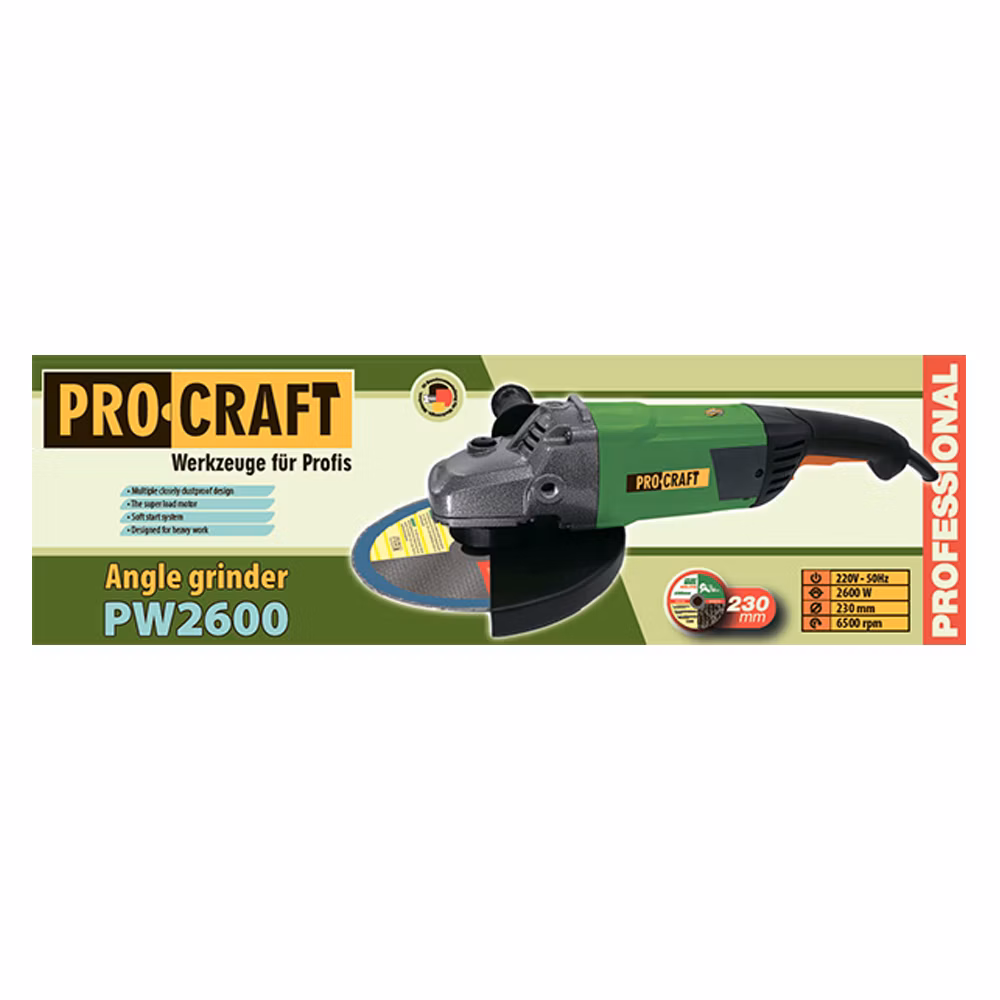 Uhlová brúska PROCRAFT PW2600, 230 mm | PW2600