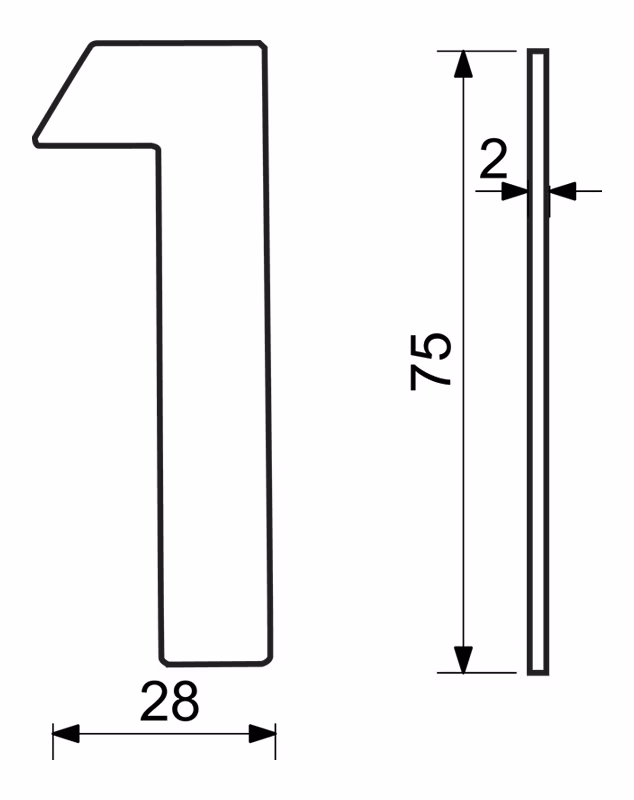 Nerezové číslo v plochém „2D“ provedení RICHTER RN.75L.1.N
