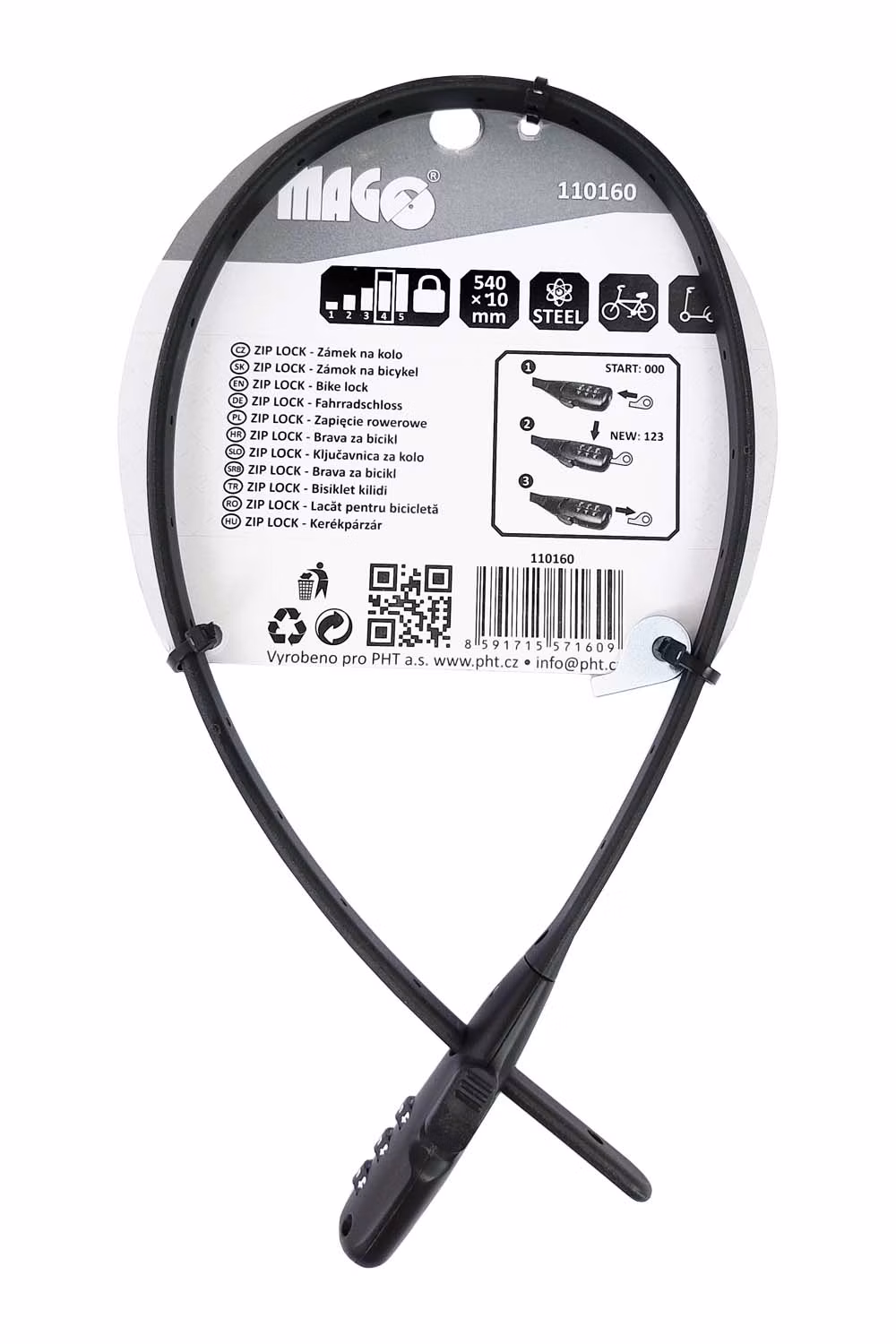 ZIP LOCK - Zámok na bicykel - čierny