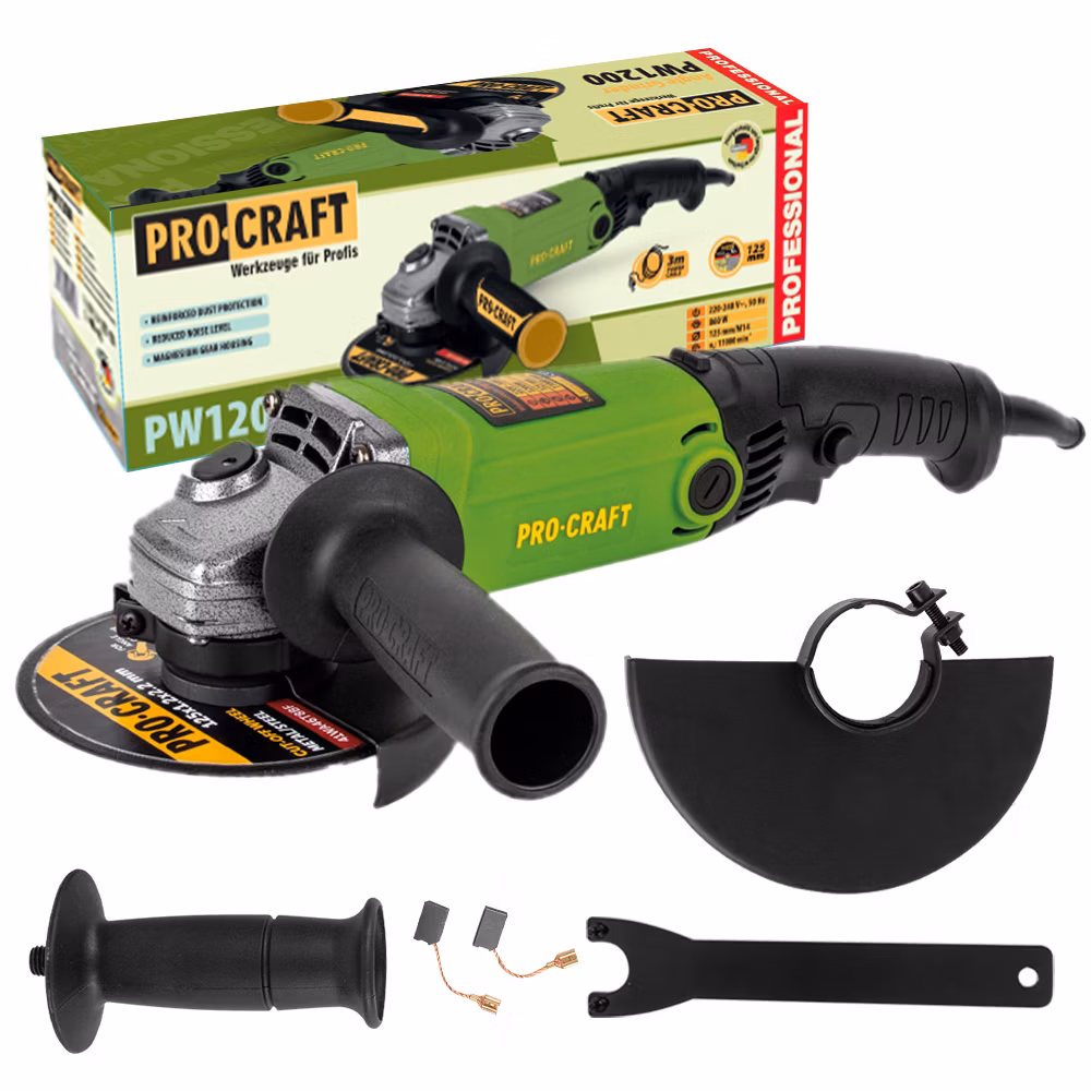 Uhlová brúska Procraft PW1200, 125 mm | PW1200
